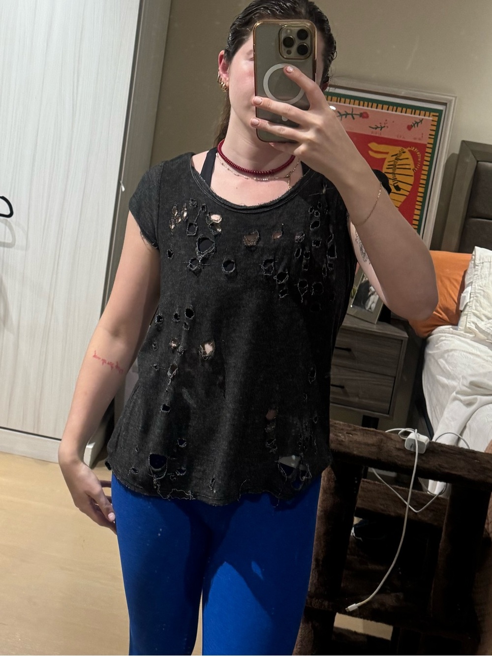 Ginger G Distressed Black Short-Sleeve Tee